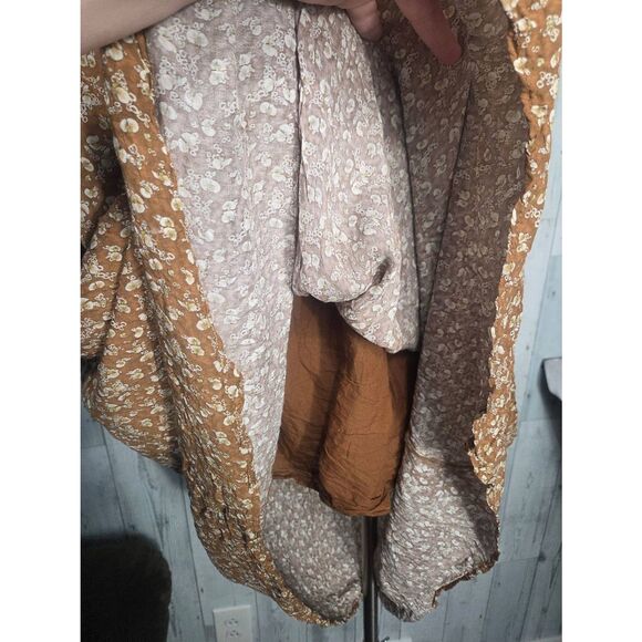 O.P.T. Savannah Square Neck Puff Sleeve Ditsy Floral Midi Peasant Dress Sz. L - Picture 5 of 6